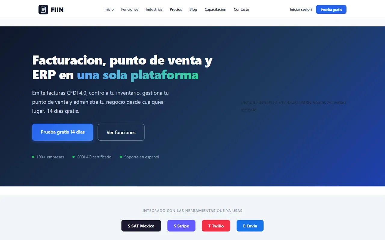 Sitio de FIIN, facturación electrónica